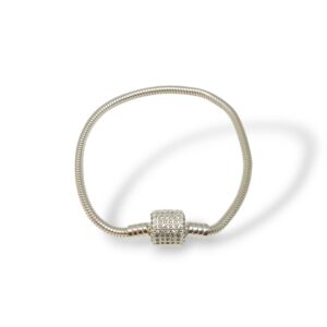 Pulseira para Berloque Fêcho Tambor cravejado em Prata 925