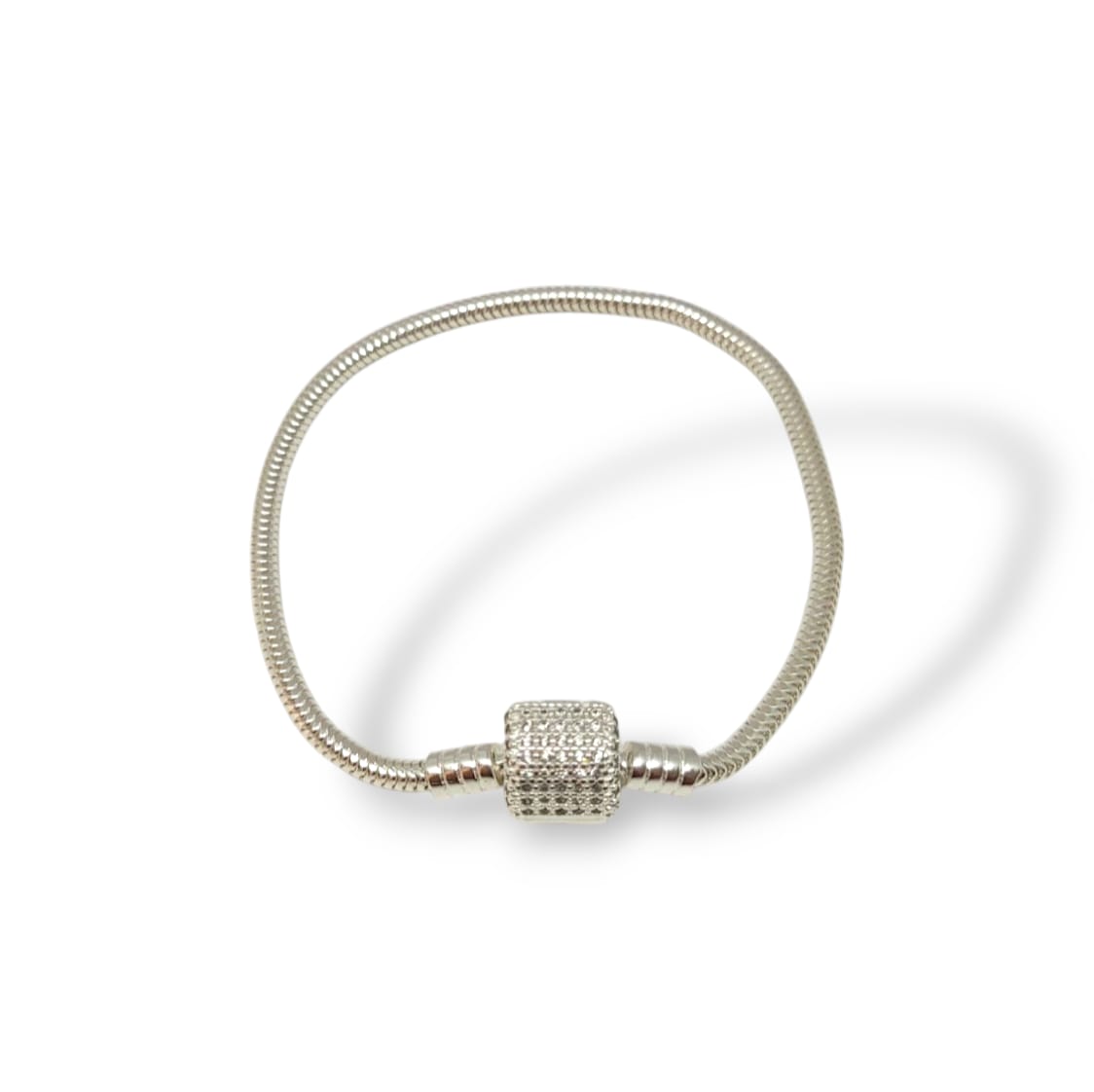 Pulseira para Berloque Fêcho Tambor cravejado em Prata 925
