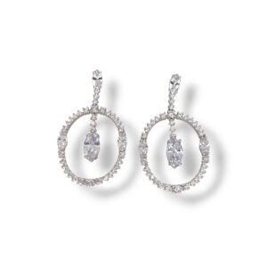 Brinco de festa Pendulo Oval Cristal Banho Ródio