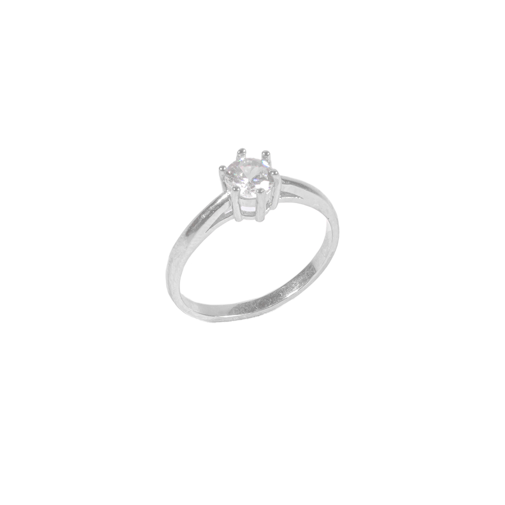Anel Solitário zircônia de 0,5 mm em Ródio Branco