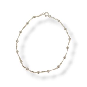 Pulseira Bolinhas No Cordão Torcido Em Prata 925