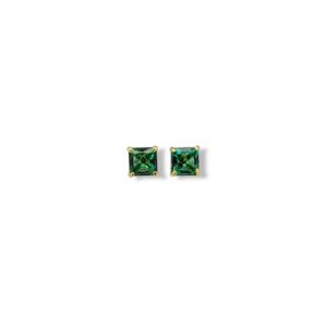 Brinco Ponto de Luz quadrado turmalina 6 mm P