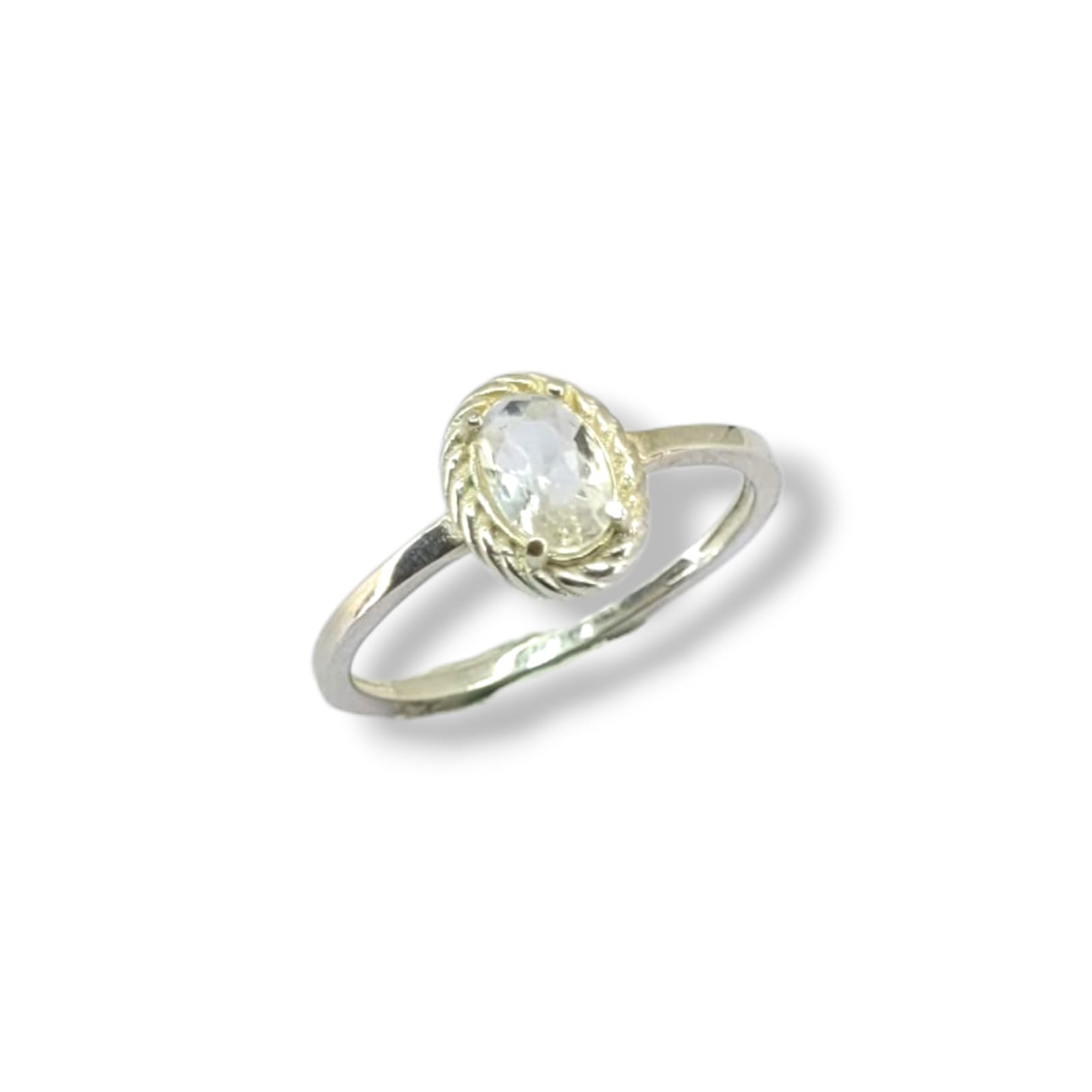 Anel Oval Cristal Trançado Em Prata 925