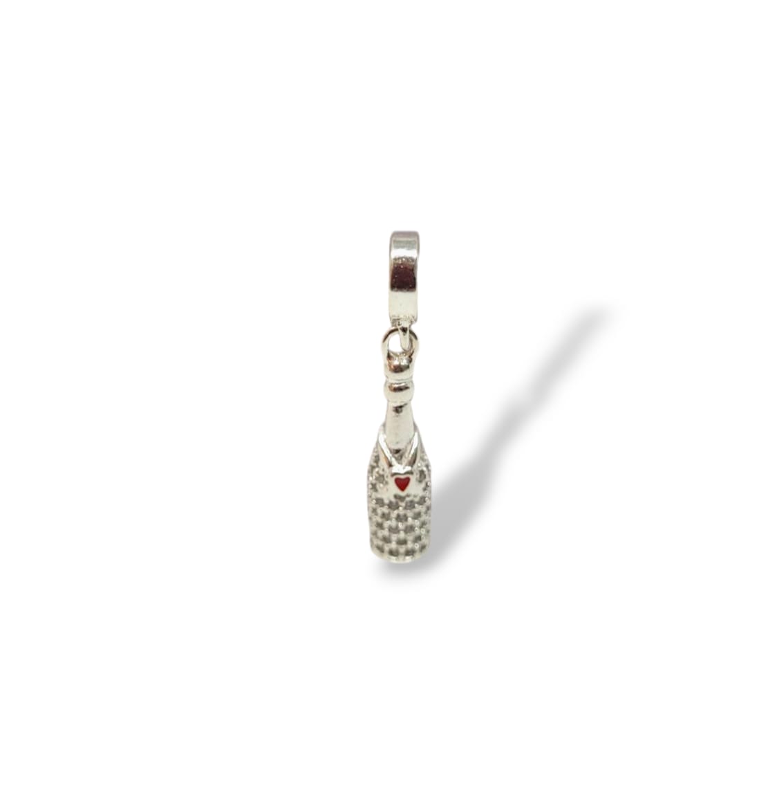 Berloque Garrafa de Vinho cravejada em Prata 925