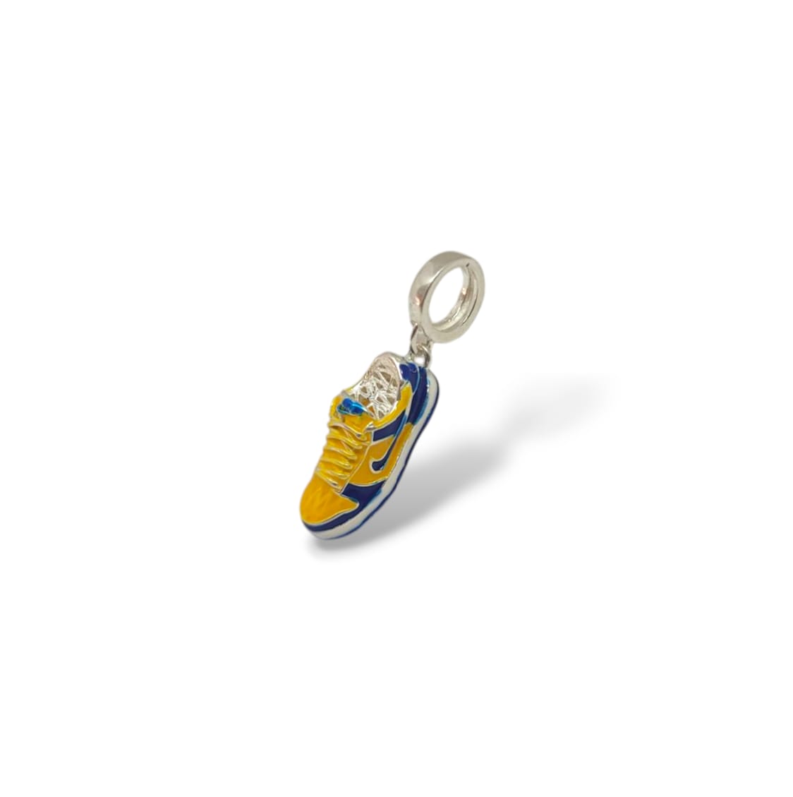 Berloque Tênis Dunk Nike Amarelo e Azul em Prata 925