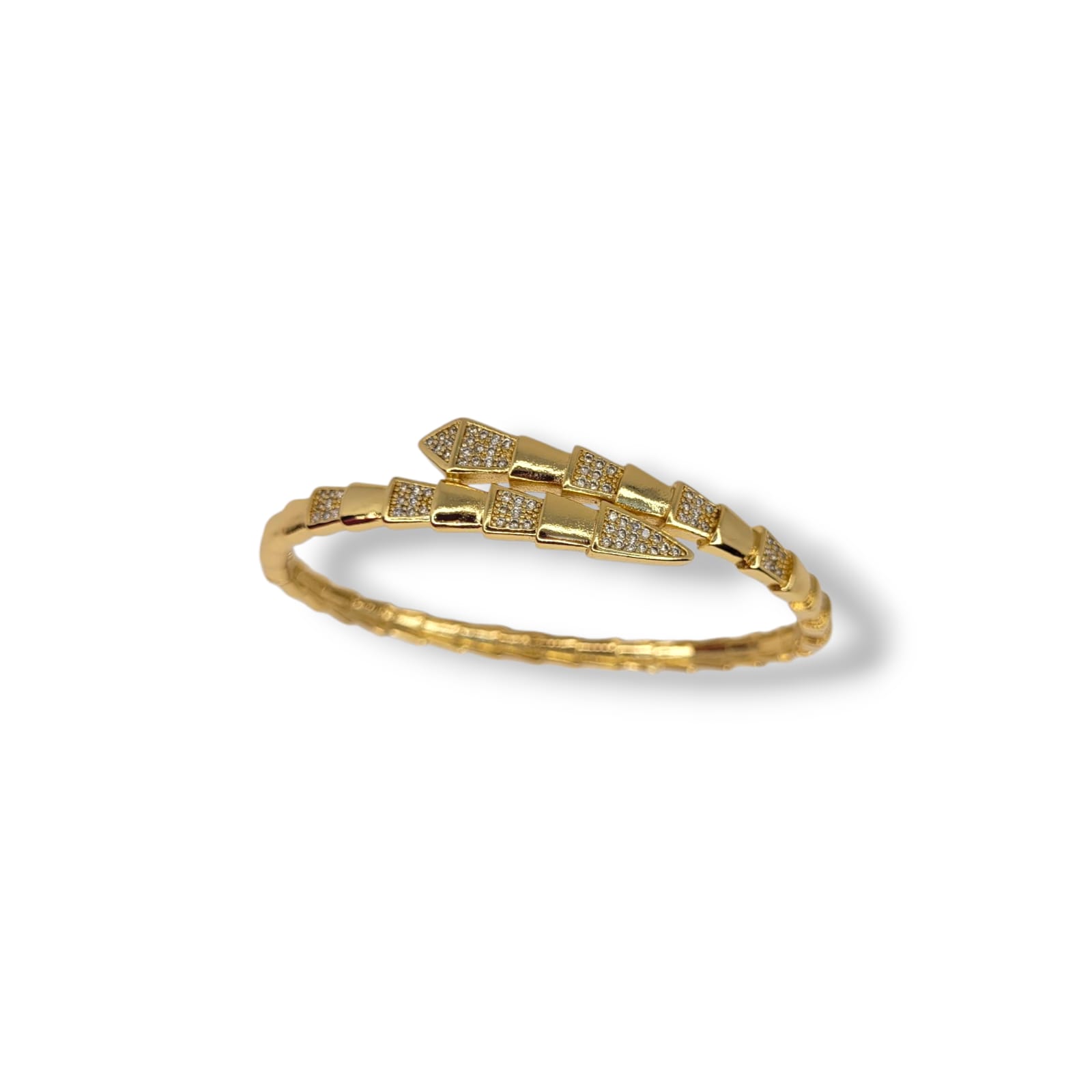 Bracelete Inspiração de Cobra Cravejada no Banho de Ouro
