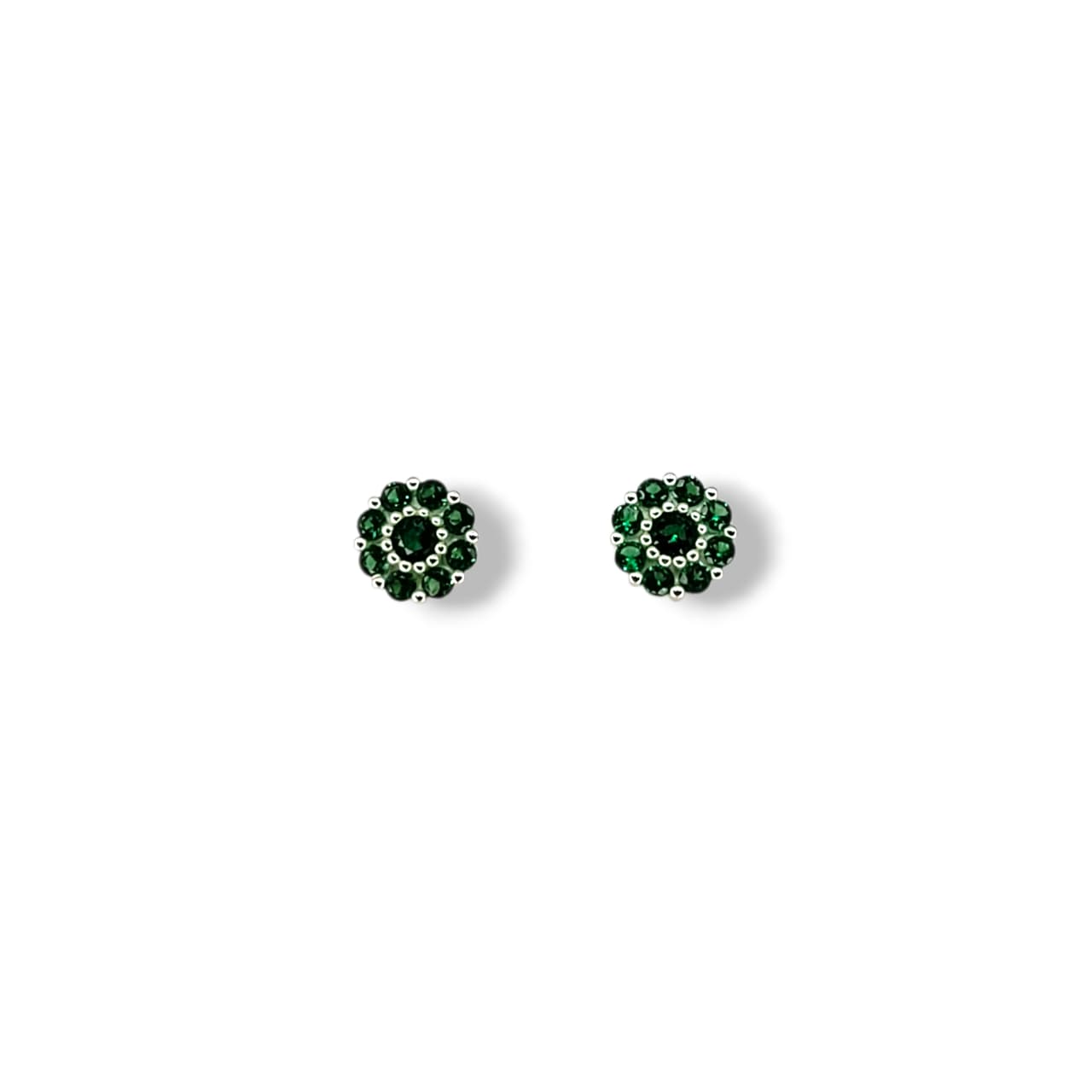 Brinco Florzinha Verde Em Prata 925