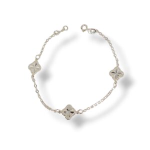 Pulseira 3 Trevos Trabalhados em Prata 925