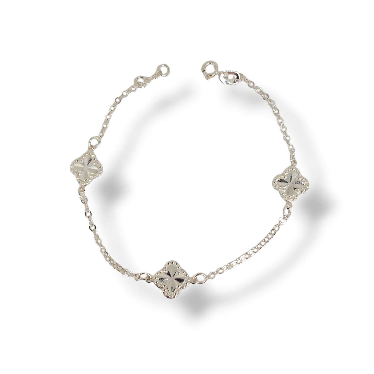 Pulseira 3 Trevos Trabalhados em Prata 925