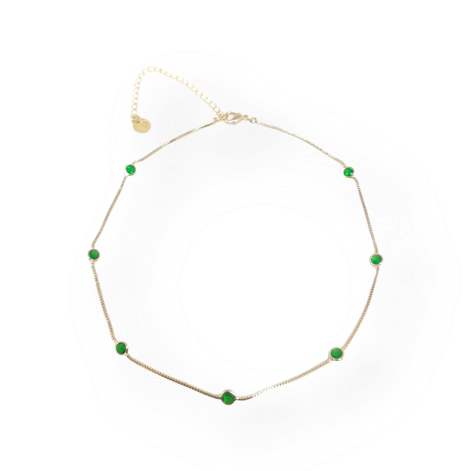 Choker Pontos De Luz Esmeralda No Banho De Ouro Ou Ródio Branco