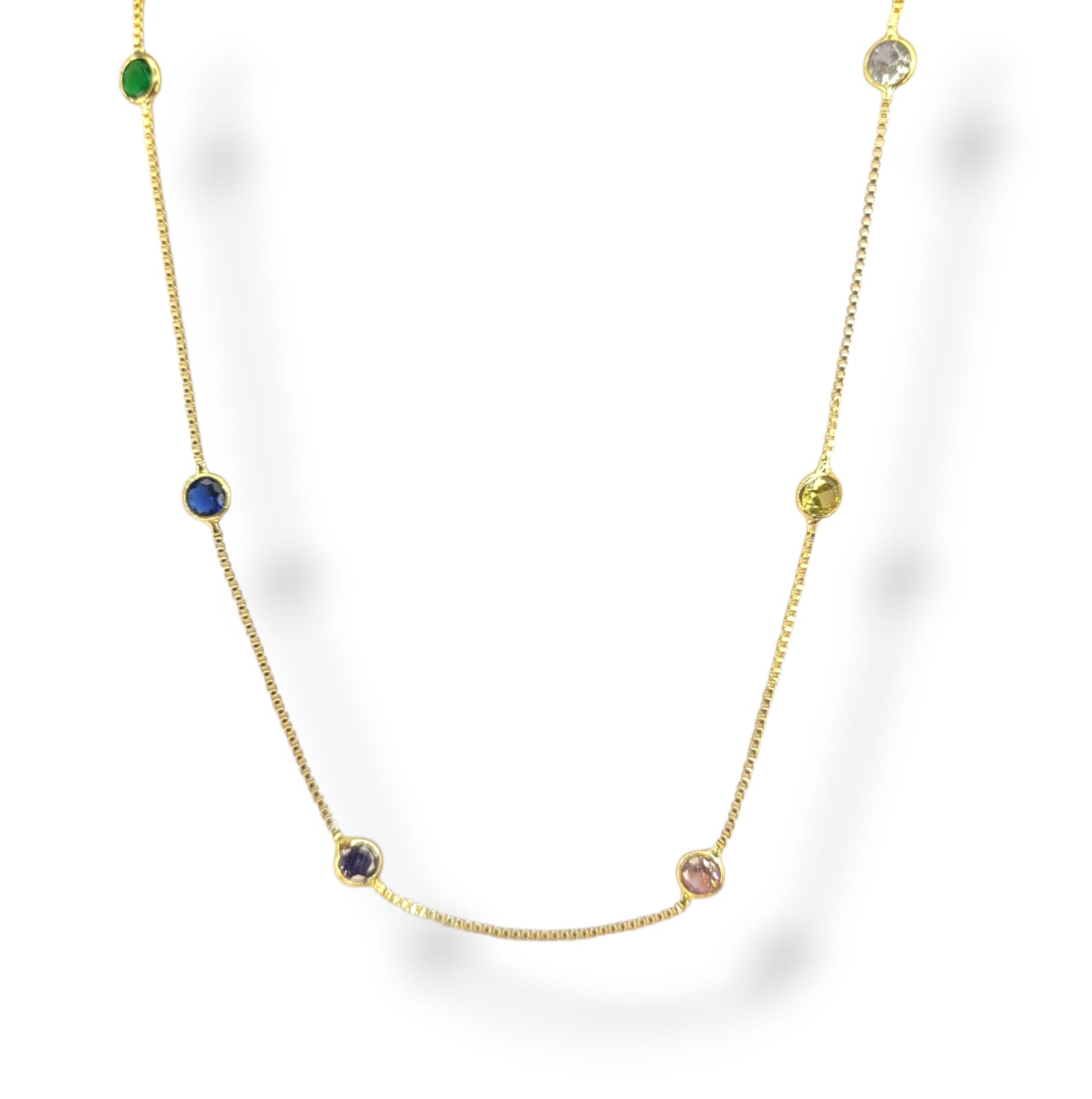 Choker Pontos De Luz Multicolor No Banho de Ouro