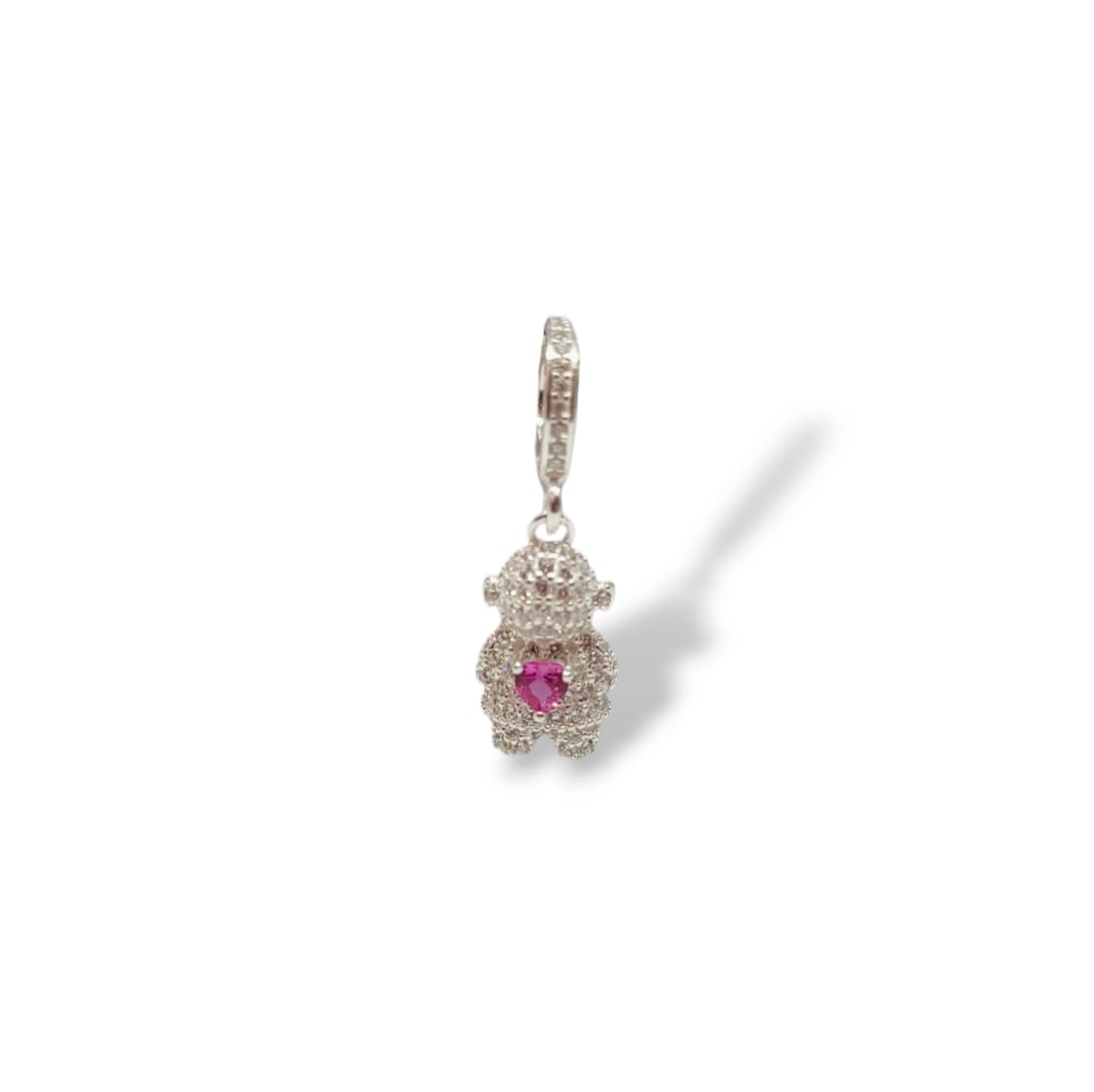 Berloque Filha cravejada e coração rosa em Prata 925