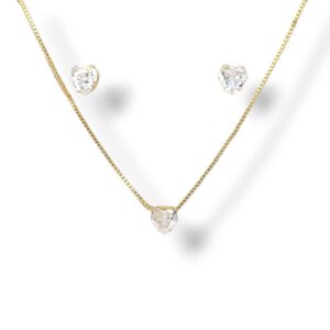 Conjunto Coração Ponto De Luz Cristal