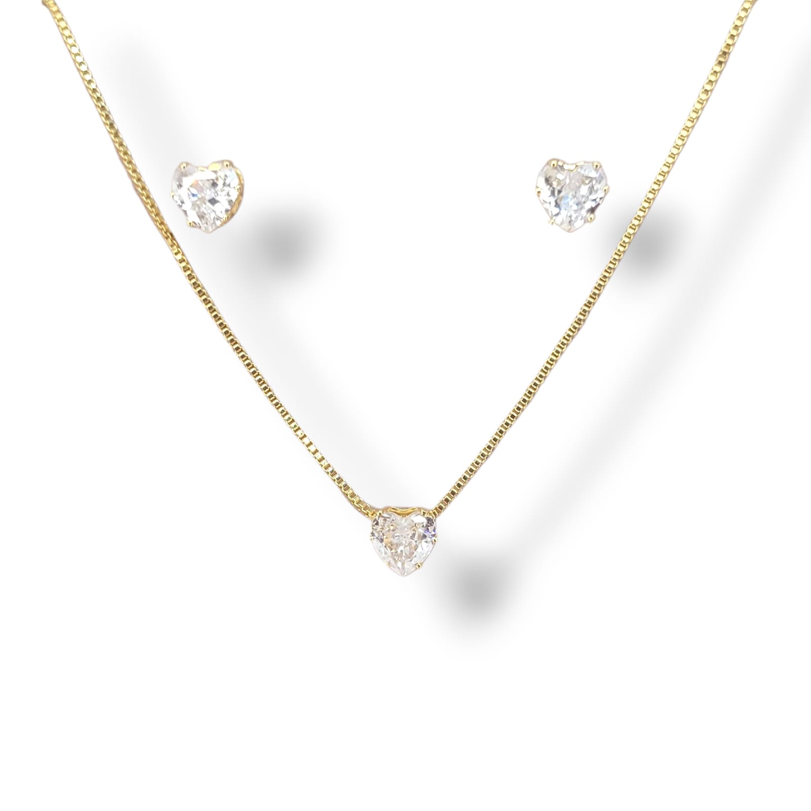 Conjunto Coração Ponto De Luz Cristal