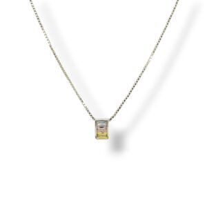 Colar com Pingente Pedra Trio Retangular Multicolor em Prata 925