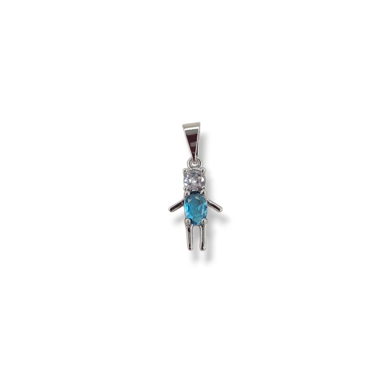 Pingente Menino Oval No Banho de Ródio Branco