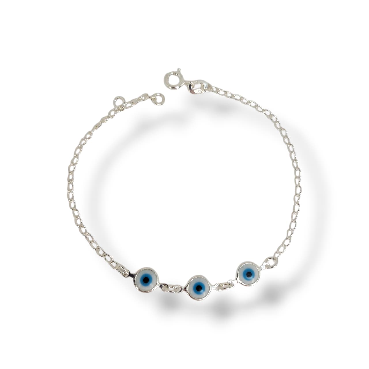 Pulseira 3 Olho Grego Juntos Em Prata 925