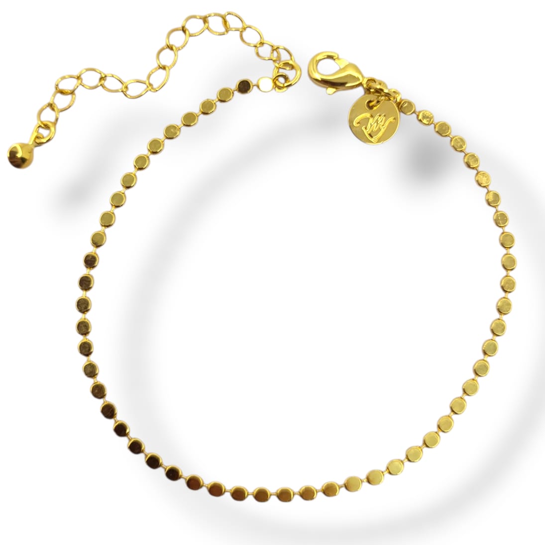 Pulseira Bolinhas Achatadas No Banho de Ouro