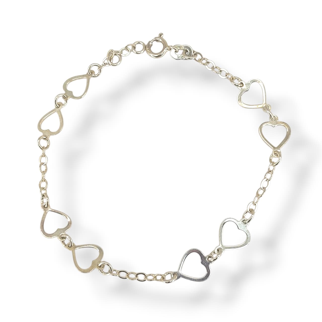 Pulseira Corações Vazados Em Prata 925