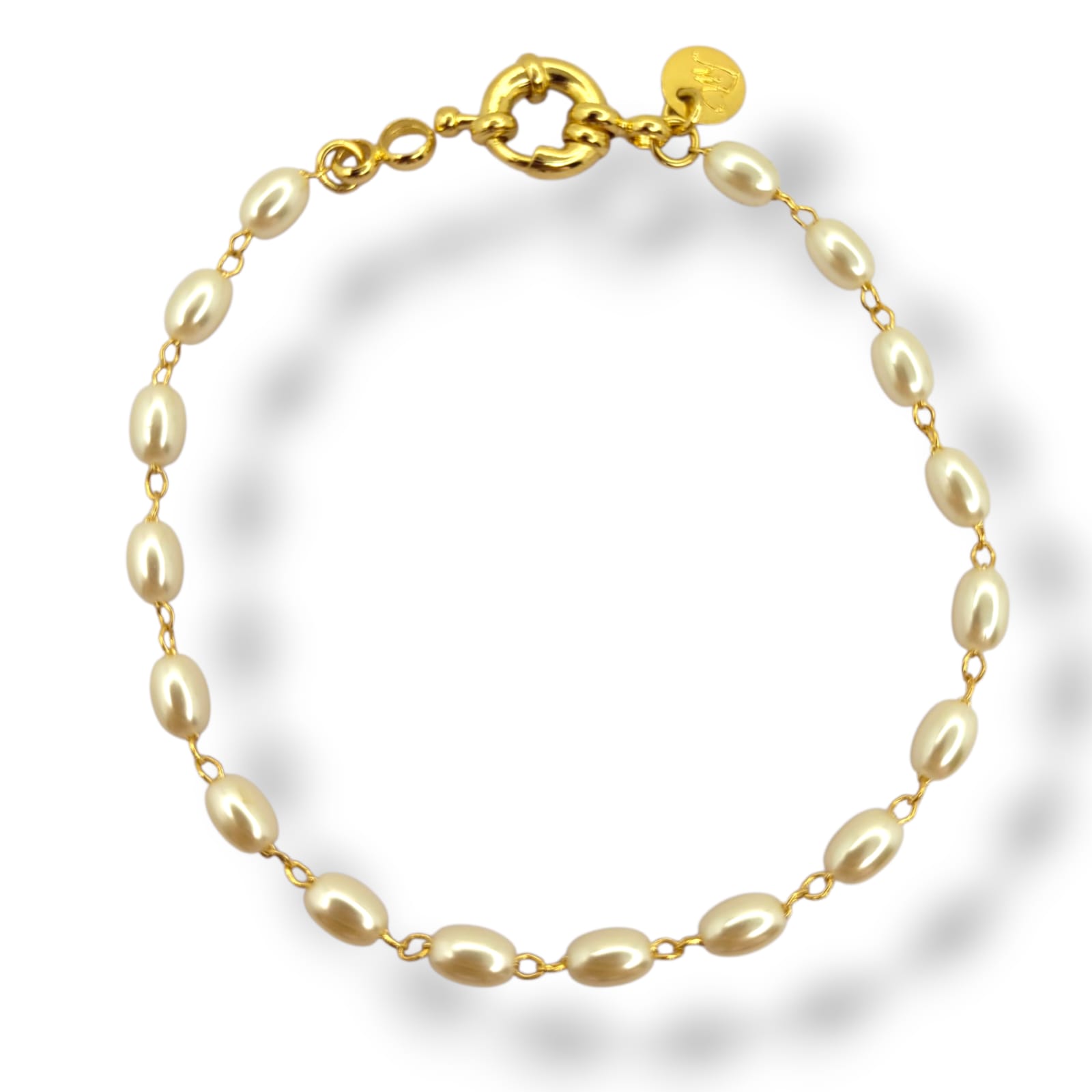Pulseira Grãos De Pérola No Banho De Ouro