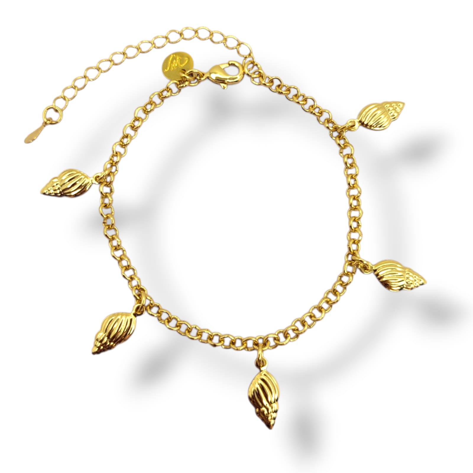 Pulseira Pingentes De Concha No Banho de Ouro