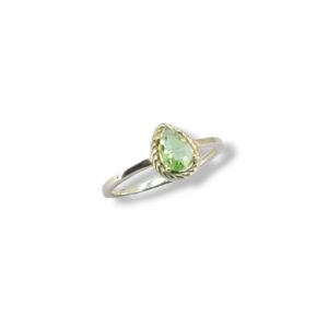 Anel de gota unica Verde em Prata 925