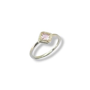 Anel quadrado rosa em Prata 925