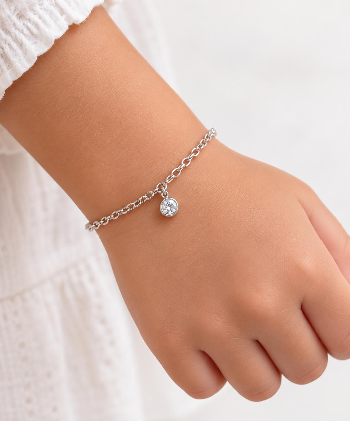 Pulseira infantil ponto de luz em Prata 925