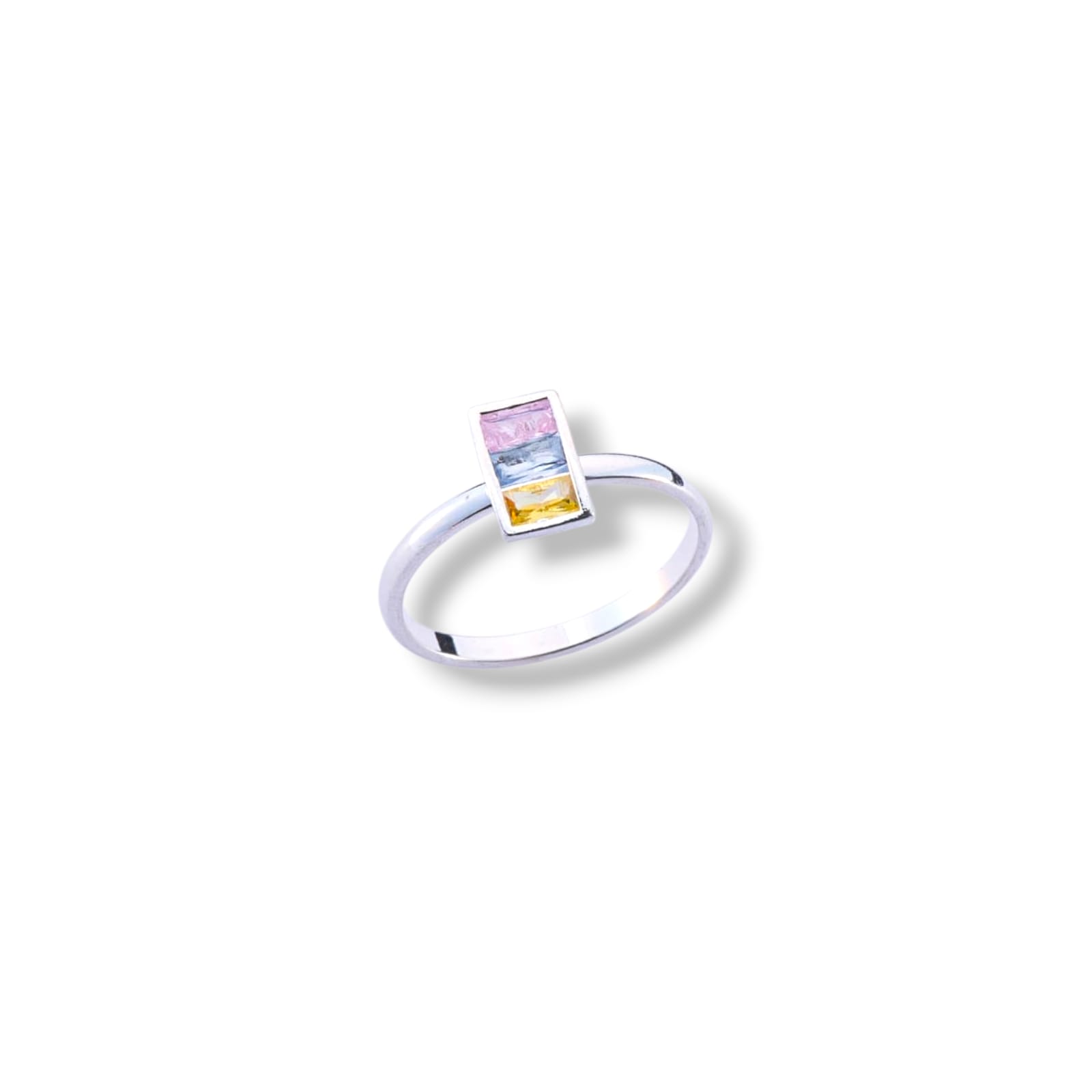 Anel Retangular Multicolor em Prata 925 - Imagem 2