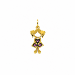 Pingente menina vestido rubi