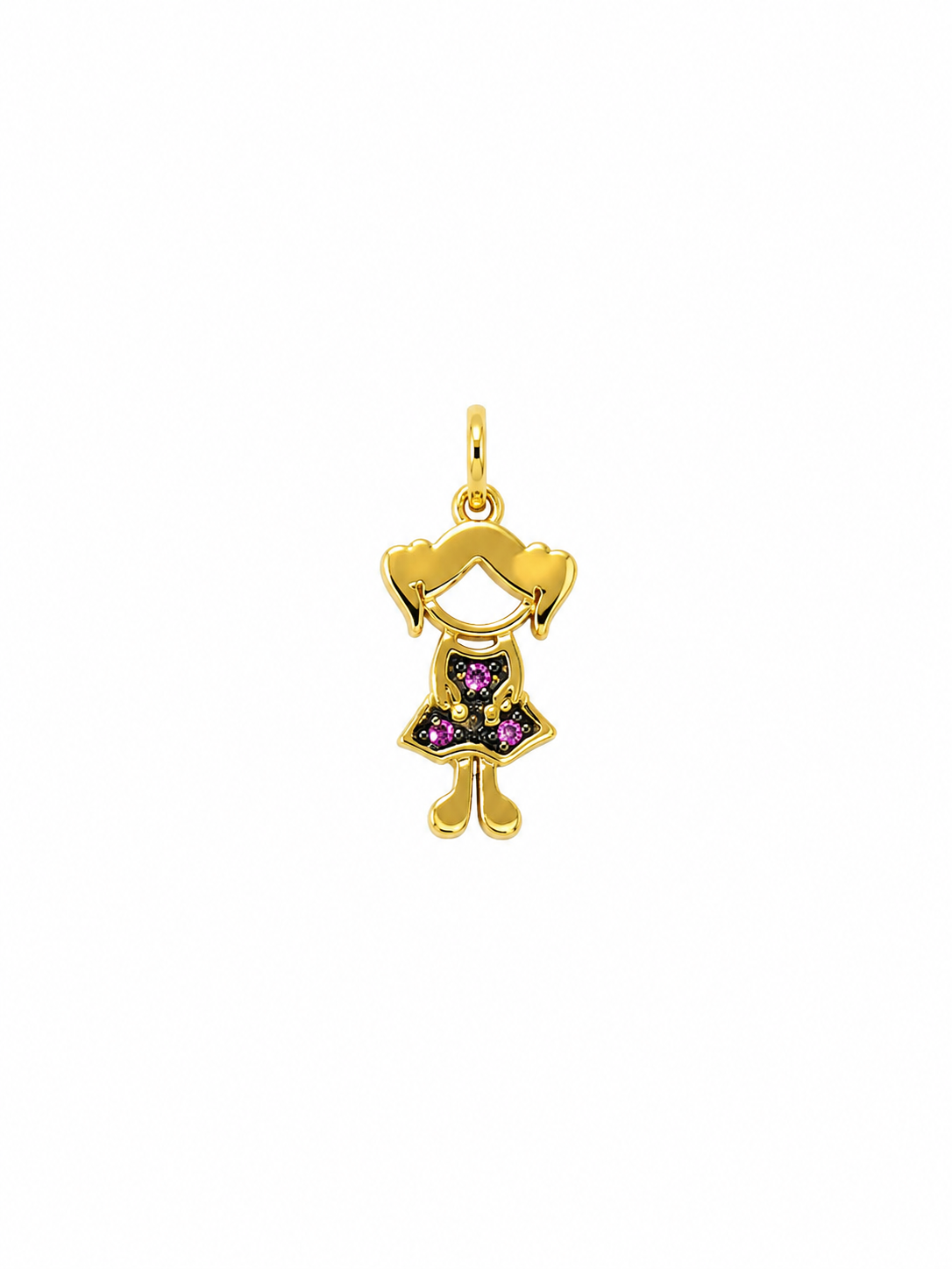 Pingente menina vestido rubi
