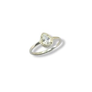 Anel de gota unica cristal em Prata 925