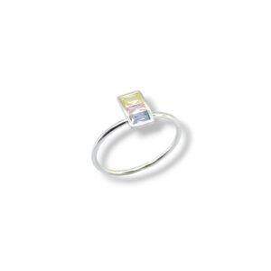 Anel Retangular Multicolor em Prata 925