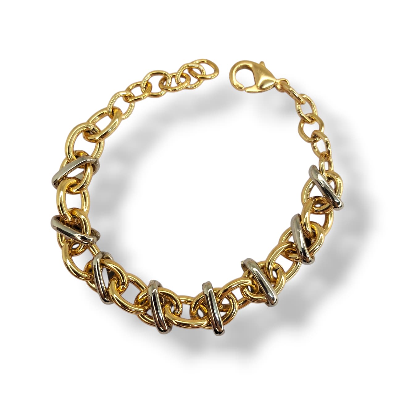 Pulseira Elo Portugues Com Argola 2 banhos